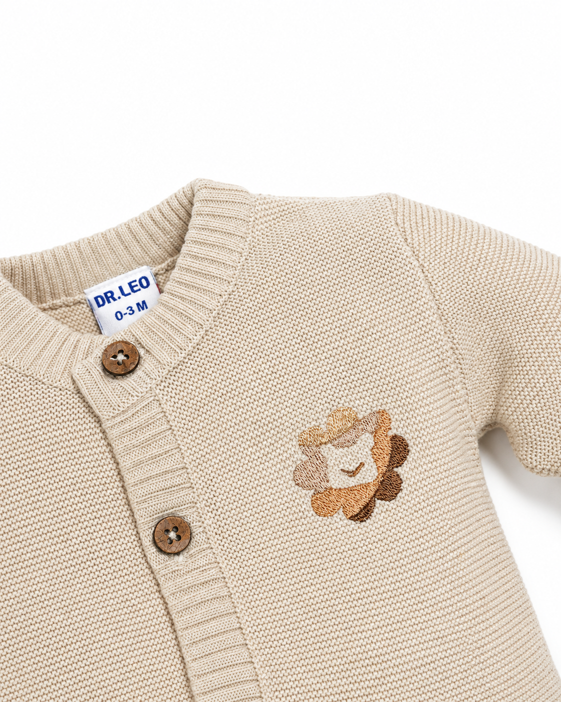 Dr. Leo Baby Soft Knitted Cardigan with “Little One” Embroidery | Cozy Everyday Wear | 0–9 Months