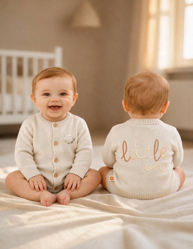 Dr. Leo Baby Soft Knitted Cardigan with “Little One” Embroidery | Cozy Everyday Wear | 0–9 Months