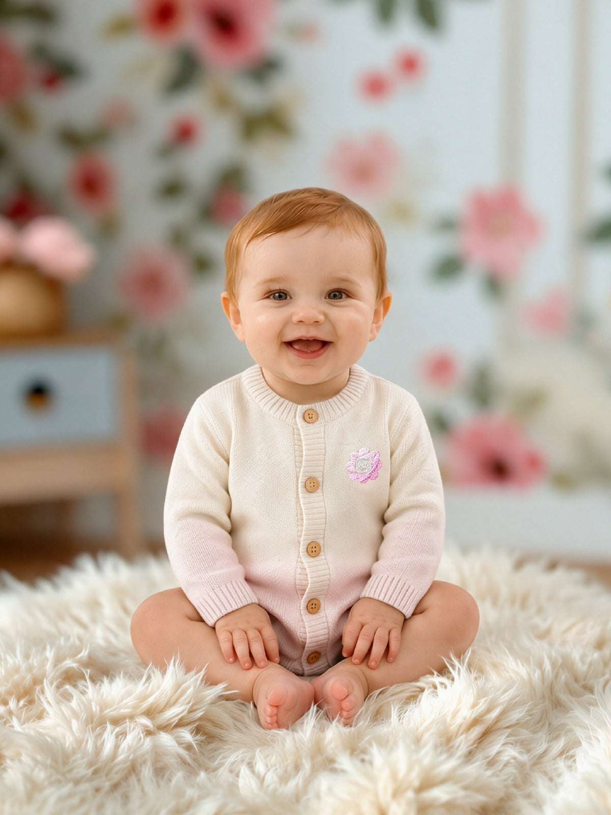 Dr. Leo Baby Girls Soft Knitted Cardigan | Comfortable & Cozy Casual Wear | 0–9 Months