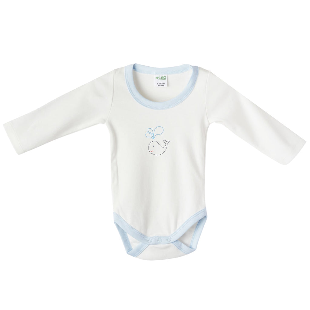 body suit for new born baby, white body suit, white body suit with dolphin print